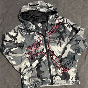 Jordan Kids Gray and Black Camouflage Raincoat